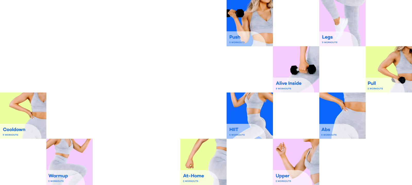 Thumbnail grid of working out